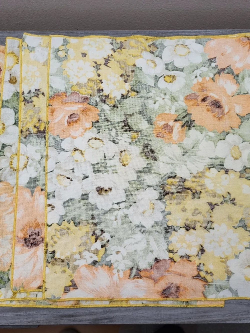 Vintage Floral Cotton Square Napkins Set Of 4 1970s